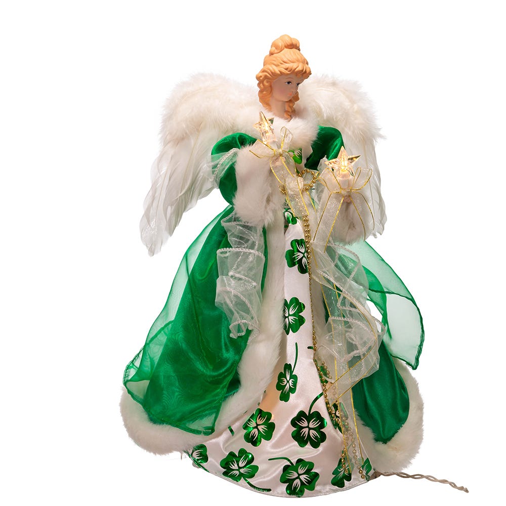 Kurt Adler 16-Inch UL 10-Light Irish Angel Tree Top